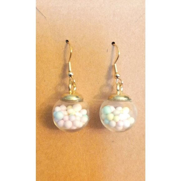 Colorful Glass Ball Earrings Pastel Beads NEW Handmade Style Gift Boxed - Picture 1 of 5